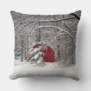 Roter Stall im Schnee 2011 Kissen