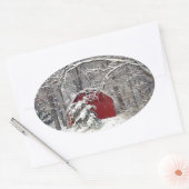 Roter Stall im Schnee 2011 Ovaler Aufkleber (Umschlag)