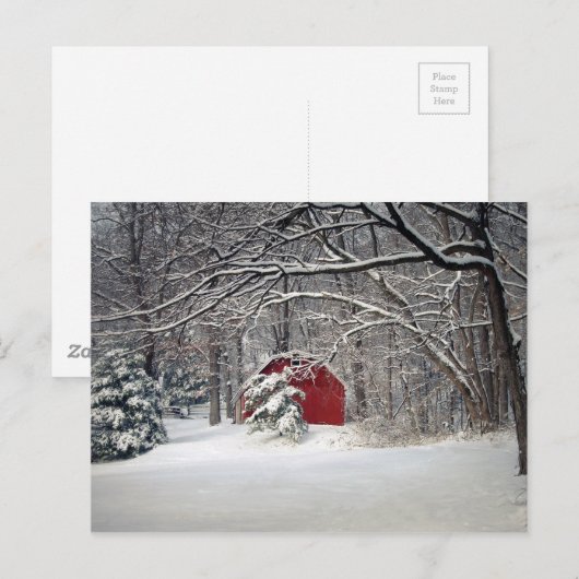 Roter Stall im Schnee 2011 Postkarte (Vorne/Hinten)