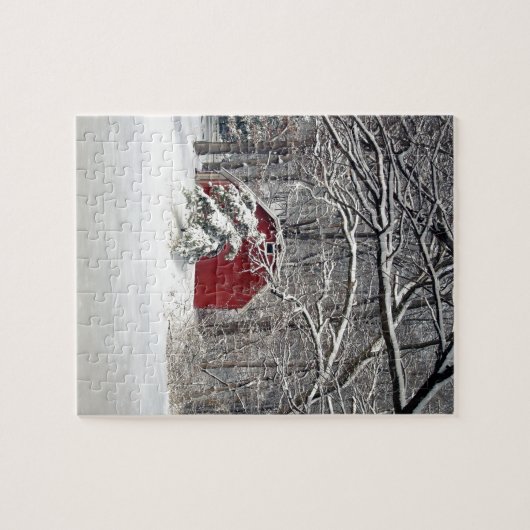 Roter Stall im Schnee 2011 Puzzle (Horizontal)