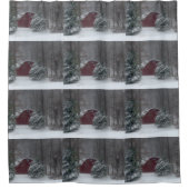 Roter Stall im Schnee Duschvorhang (Vorderseite)