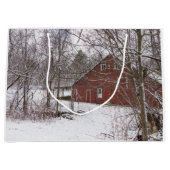 Roter Stall im Schnee Große Geschenktüte (Vorderseite)