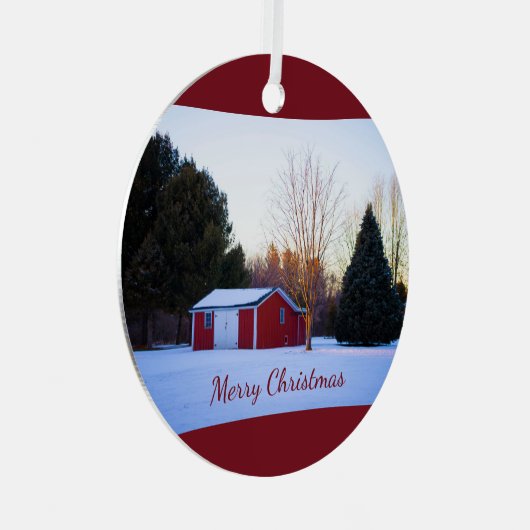 Roter Stall im Schnee Ornament (Vorderseite Rechts)