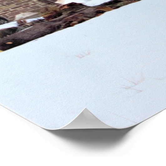 Roter Stall im Schnee Poster (Ecke)