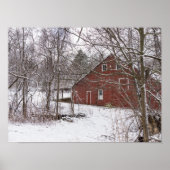 Roter Stall im Schnee Poster (Vorne)