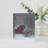 Roter Stall im Schnee Postkarte (Stehend Vorderseite)