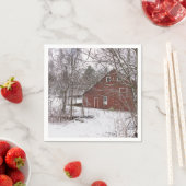 Roter Stall im Schnee Serviette (Beispiel)