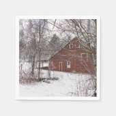 Roter Stall im Schnee Serviette (Vorderseite)