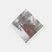 Roter Stall im Schnee Serviette (Ecke)