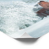 Roter Stall im Winter Fotodruck (Ecke)