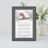 Roter Stall im Winter Hochzeitskarte Begleitkarte (Stehend Vorderseite)