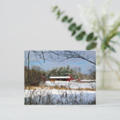 Roter Stall im Winter, Landschaftliche Landschaft Postkarte (Stehend Vorderseite)