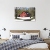 Roter Stall im Winter Leinwanddruck (Insitu (Schlafzimmer))