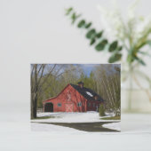 Roter Stall im Winter Postkarte (Stehend Vorderseite)