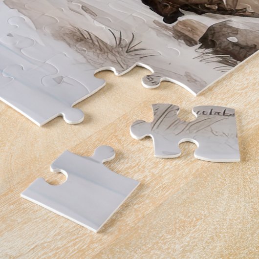 Roter Stall im Winter Puzzle (Seite)