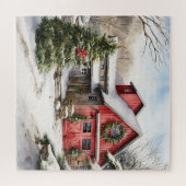 Roter Stall im Winter Puzzle (Horizontal)