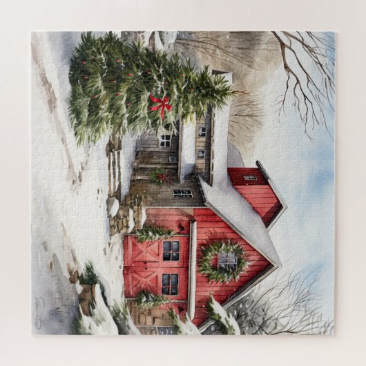 Roter Stall im Winter Puzzle (Horizontal)