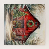 Roter Stall im Winter Puzzle (Horizontal)