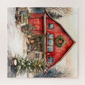 Roter Stall im Winter Puzzle (Horizontal)