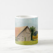 Roter Stall in der Wiese-Tasse Kaffeetasse (Mittel)