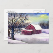 Roter Stall in Schneekarte Postkarte (Vorne/Hinten)