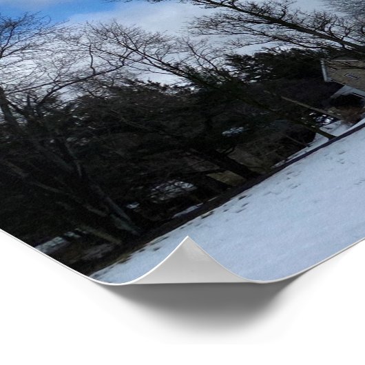 Roter Stall in Snow-Poster Poster (Ecke)