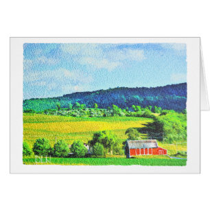 Roter Stall/Landschaft Art/Aquarellbild