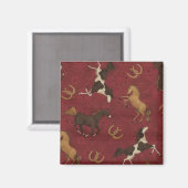 Roter Stall mit Pferden & Pferden Kühlschrankmagne Magnet (Vorderseite/Rückseite)