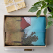 Roter Stall mit Shiny Dach Amid Fall Grass Field Seidenpapier (Geschenk)