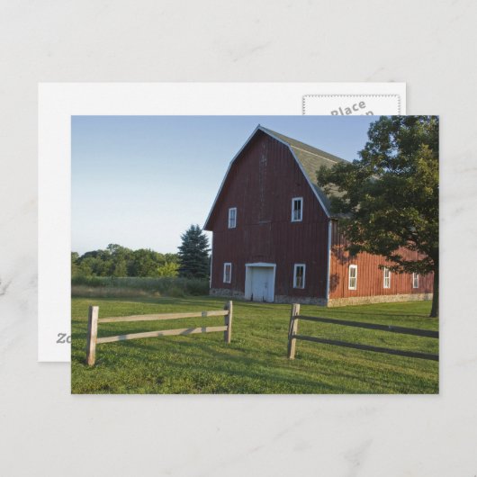 Roter Stall mit Zaun Postkarte (Vorne/Hinten)