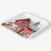 Roter Stall Niedliche Kuh und Hühnerjunge Geburtst Pappteller (Gewinkelt)