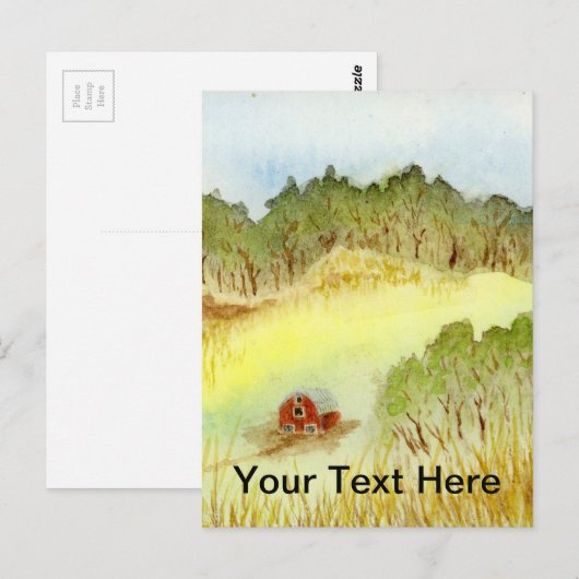 Roter Stall Postkarte (Vorne/Hinten)