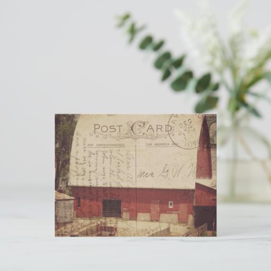 Roter Stall Postkarte Digitale Kunst (Stehend Vorderseite)