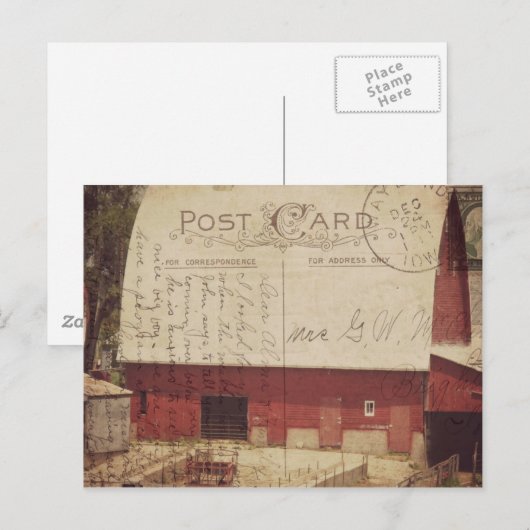 Roter Stall Postkarte Digitale Kunst (Vorne/Hinten)
