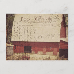 Roter Stall Postkarte Digitale Kunst