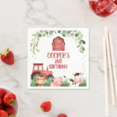 Roter Stall Traktor Farm Foliage Geburtstag Serviette (Beispiel)