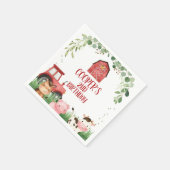 Roter Stall Traktor Farm Foliage Geburtstag Serviette (Ecke)