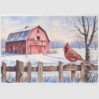 Roter Stall und Kardinal Winter Decoupage Seidenpapier