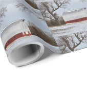 Roter Stall und Schneeband Geschenkpapier (Rolleneckpunkt)