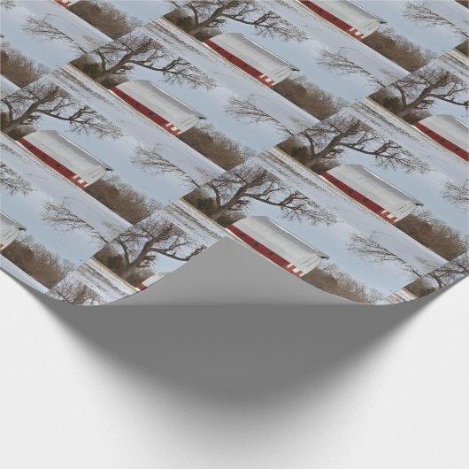 Roter Stall und Schneeband Geschenkpapier (Ecke)