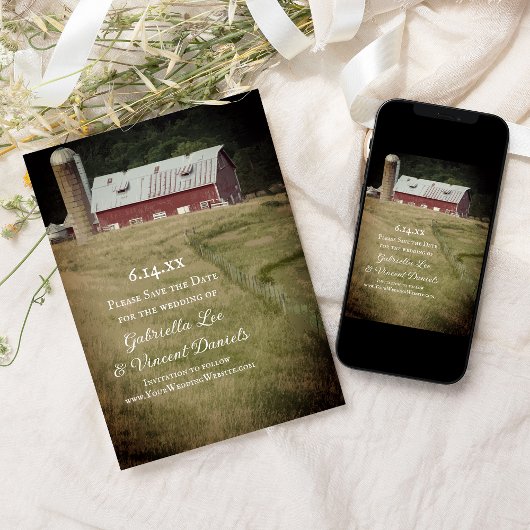 Roter Stall und Silo Country Farm Save the Date