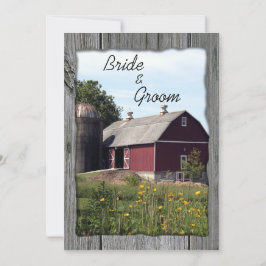 Roter Stall und Silo Country Wedding Einladung