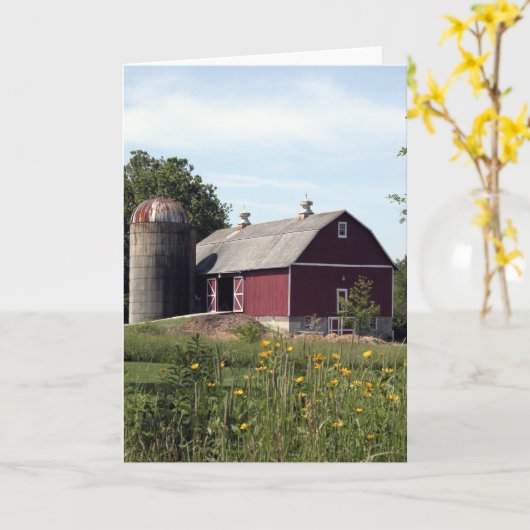 Roter Stall und Silo Karte (Gelbe Blume)