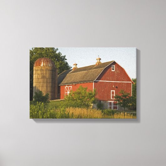 Roter Stall und Silo Leinwanddruck (Vorderseite)