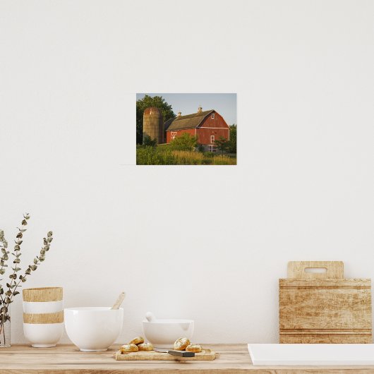 Roter Stall und Silo Poster (Küche)