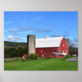 Roter Stall und Windturbinen in Pennsylvania Poster
