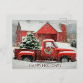 Roter Stall, verschneite Landschaft und festlicher Postkarte (Vorne/Hinten)