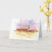 Roter Stall Vögel auf einem Draht Karte (Gelbe Blume)