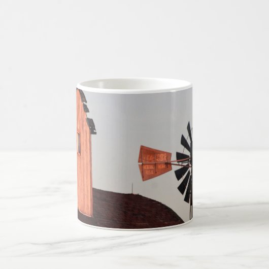 Roter Stall & Windmill rustikales Foto Kaffeetasse (Mittel)