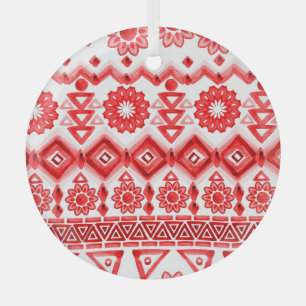 Roter Stamm, ethnisches Muster der Aquarellfarbe. Ornament Aus Glas